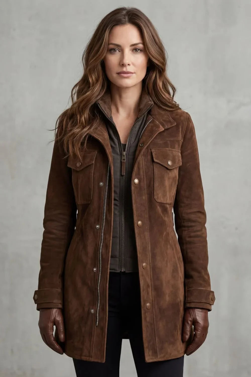 Women's Long Coat Suede Custom