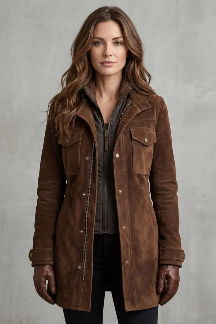 Women's Long Coat Suede Custom