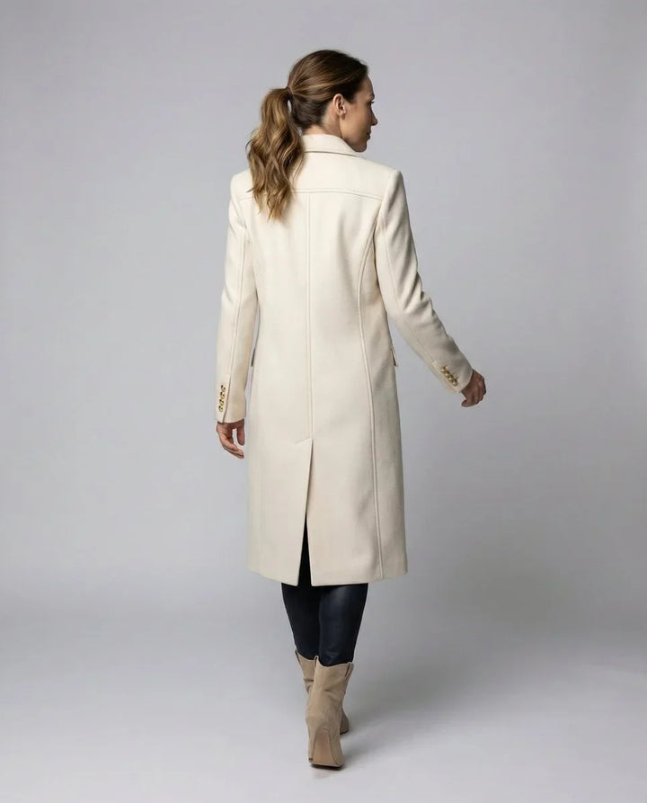 Women's Double-Breasted Long-Sleeve Midi Overcoat