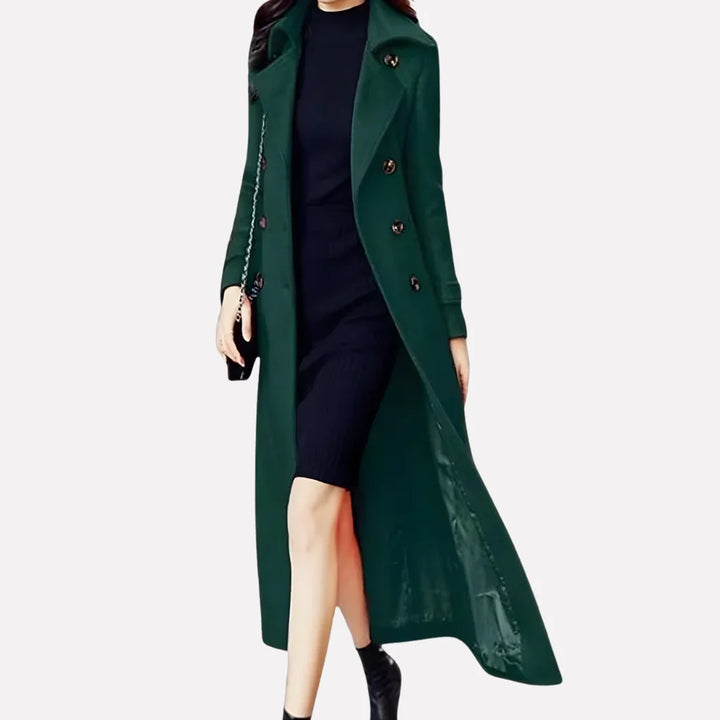 Women's Double-Breasted Trench Coat – Tie Waist Belt