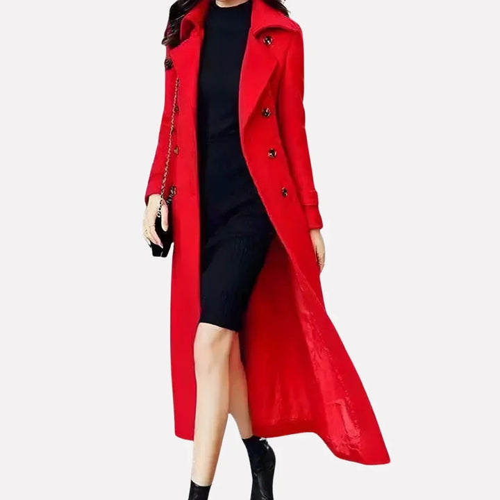 Women's Double-Breasted Trench Coat – Tie Waist Belt