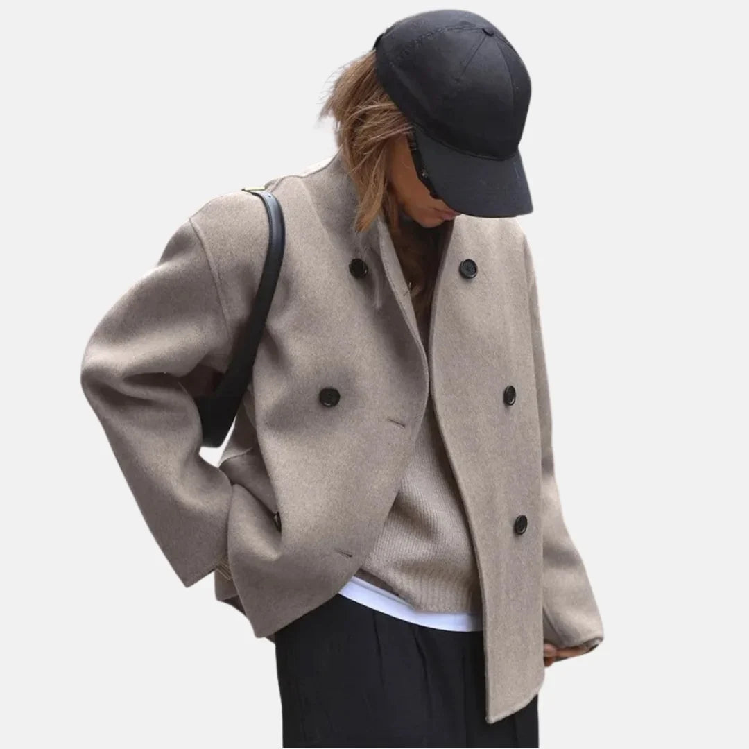 Women's Double-Breasted V-Neck Peacoat