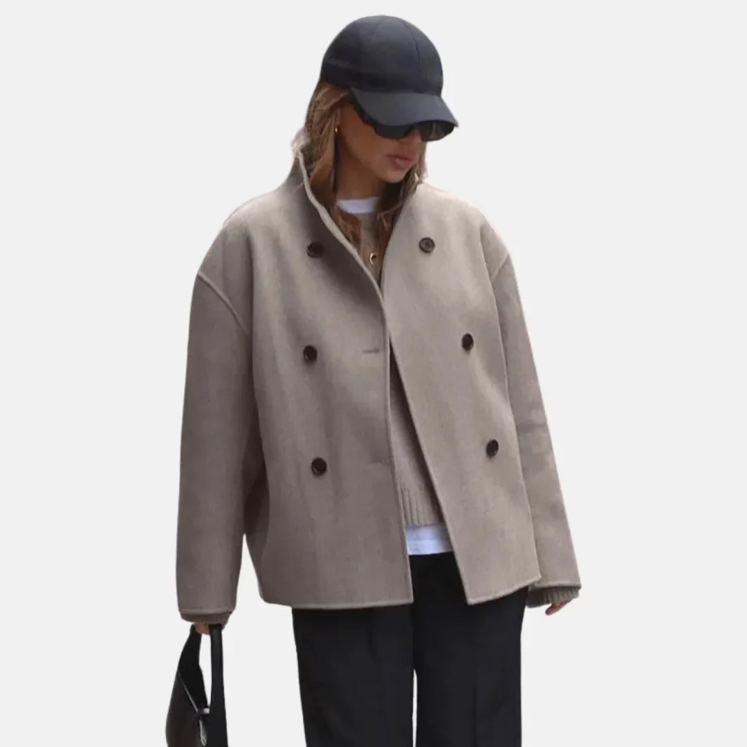 Women's Double-Breasted V-Neck Peacoat