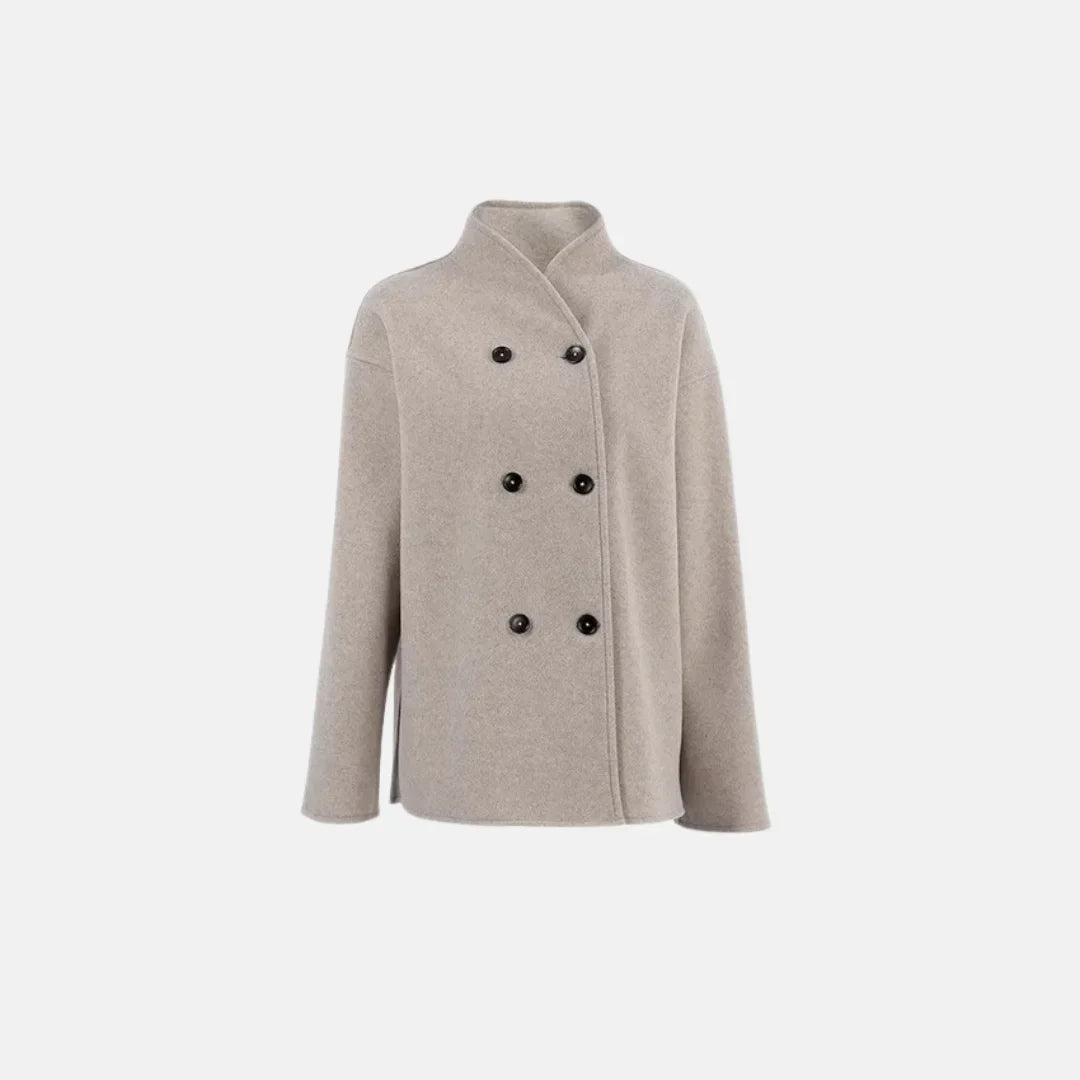 Women's Double-Breasted V-Neck Peacoat