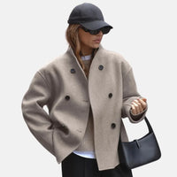 Women's Double-Breasted V-Neck Peacoat
