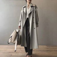 Women's Double-Breasted Water-Repellent Long Trench Coat