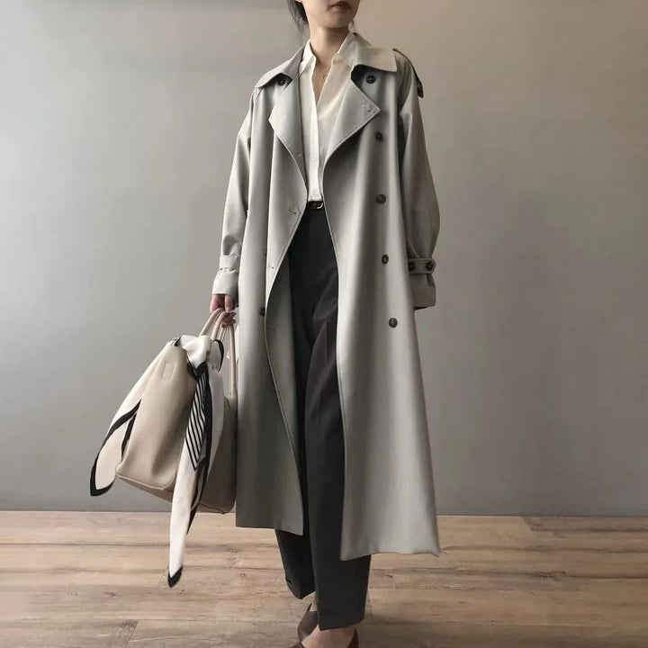 Women's Double-Breasted Water-Repellent Long Trench Coat