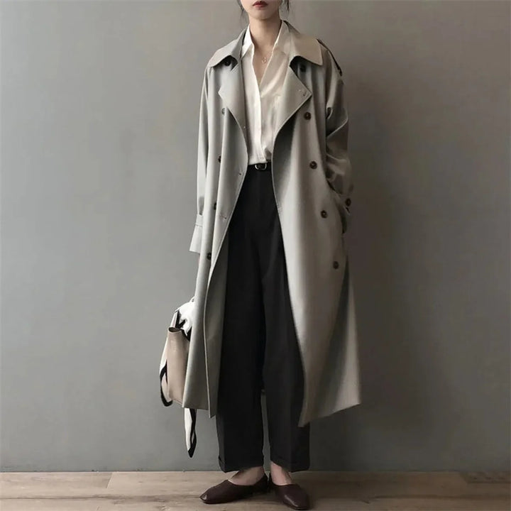 Women's Double-Breasted Water-Repellent Long Trench Coat