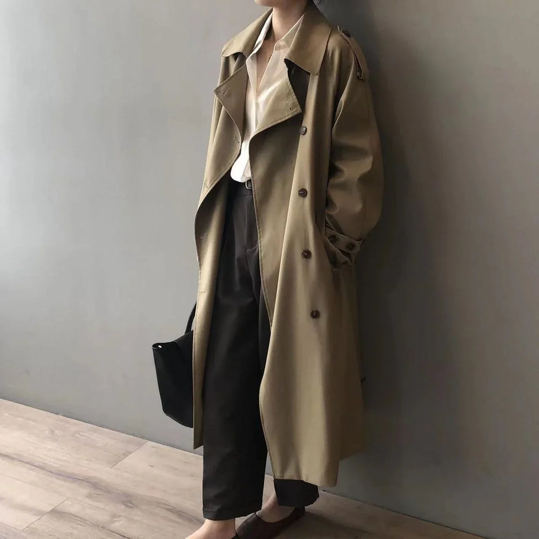 Women's Double-Breasted Water-Repellent Long Trench Coat