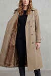 Women's Double-Breasted Faux Fur Lined Winter Trench Coat
