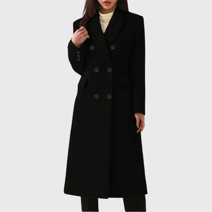 Women's Double-Breasted Wool Coat – Notch Lapels