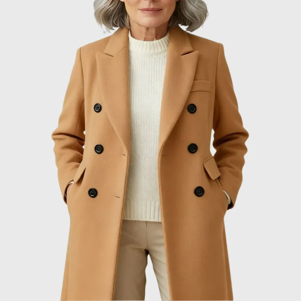 Women's Double-Breasted Wool Coat – Notch Lapels