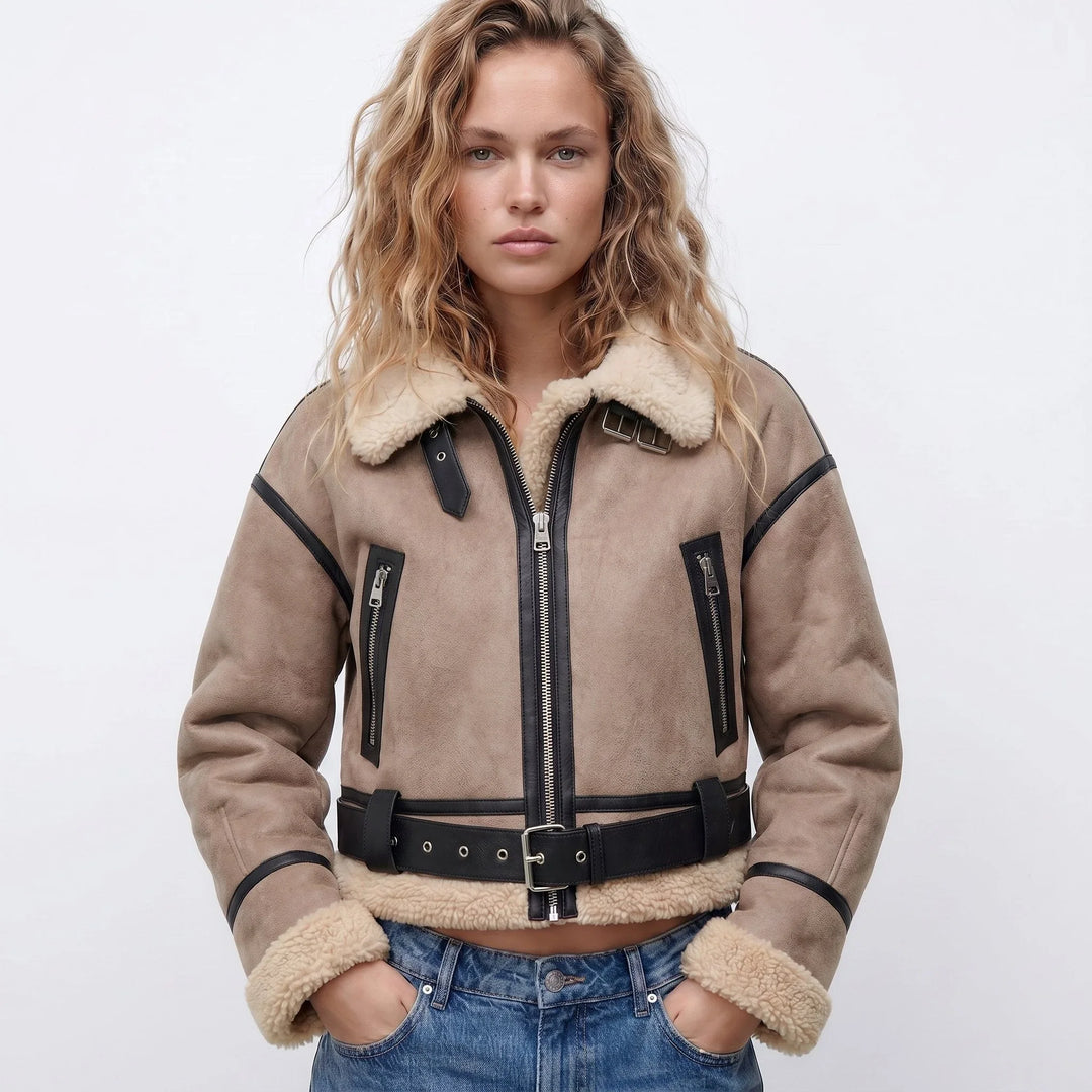 Women's Double-Sided Shearling Bomber Jacket
