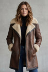 Women's Leather Long Winter Coat Shearling Lining