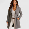 Women's Long Button-Front Notch-Lapel Coat