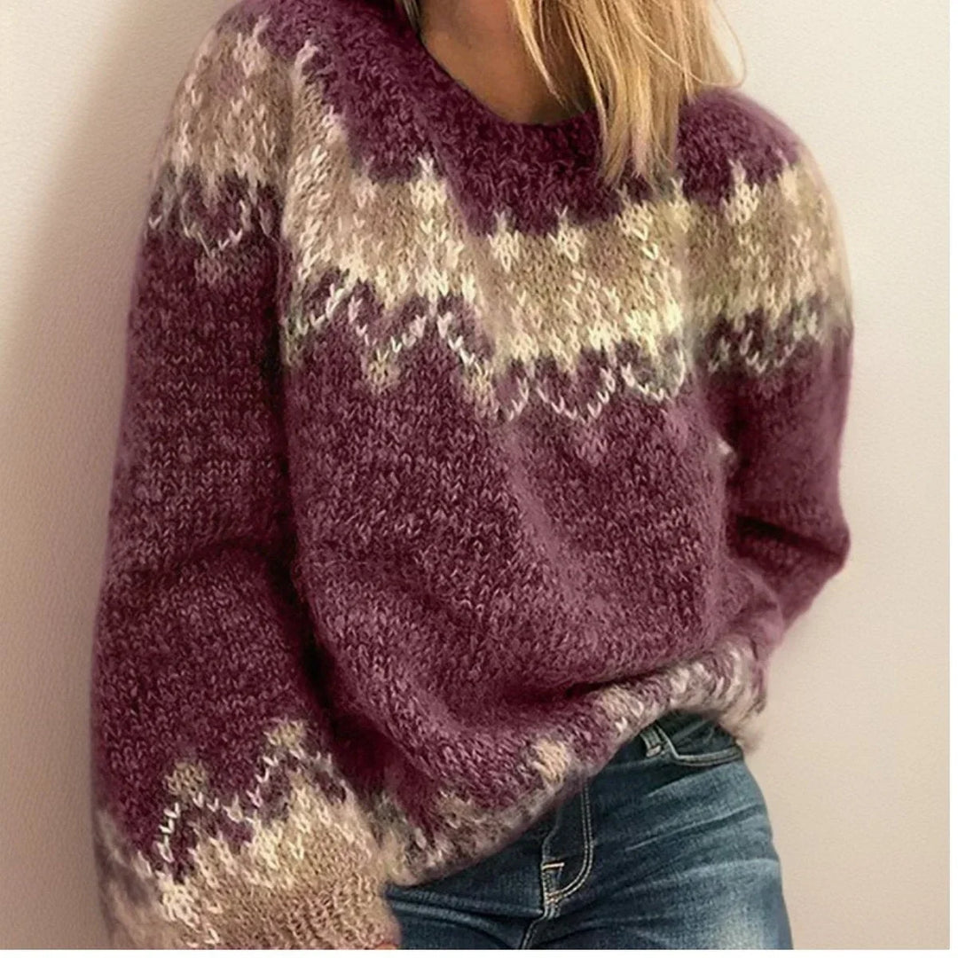 Women's Fair Isle Jacquard Pullover Knit Sweater