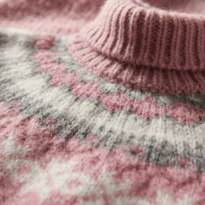 Women's Knitted Jumper Fair Isle Stand Collar Relaxed Fit