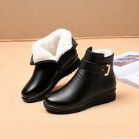 Women's Faux-Leather Faux-Fur-Lined Ankle Boots – Zipper And Buckle