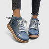 Women's Faux Leather Lace-Up Ankle Boots – A Chunky Ridged Sole