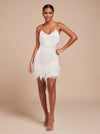 Women's Mini Dress – Fringe Christmas Party Feather Trim