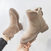 Women's Fleece-Lined Suede Slip-On Winter Ankle Boots