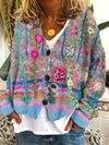Women's Floral Embroidered Button-Front Knit Cardigan