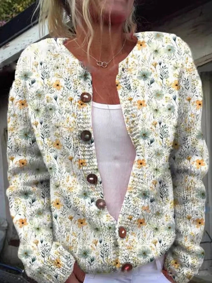 Women's Floral Embroidered Button-Front Knit Cardigan