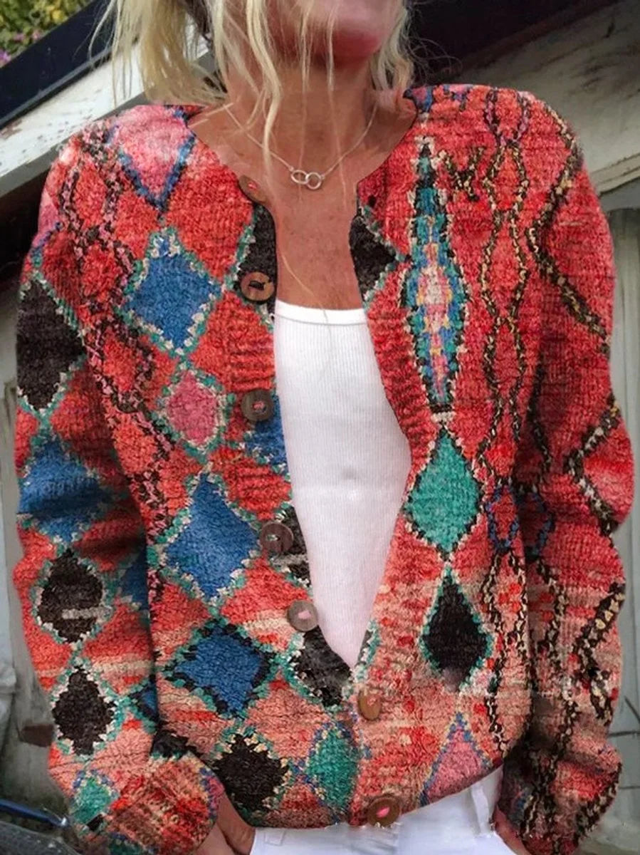 Women's Floral Embroidered Button-Front Knit Cardigan