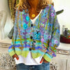 Women's Floral Embroidered Multicolor Button-Front Knit Sweater Cardigan