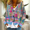 Women's Floral Knit Button-Front Cardigan Sweater