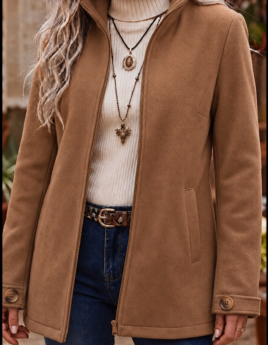 Women's Jacket – Textured Zip-Up Winter