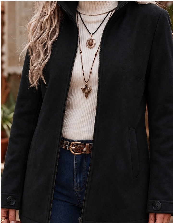 Women's Jacket – Textured Zip-Up Winter
