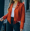 Women's Fringe Suede Cropped Moto Leather Jacket
