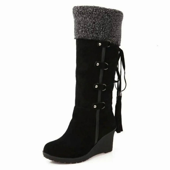 Women's Shoes – Faux-Fur Wedge Knee-High