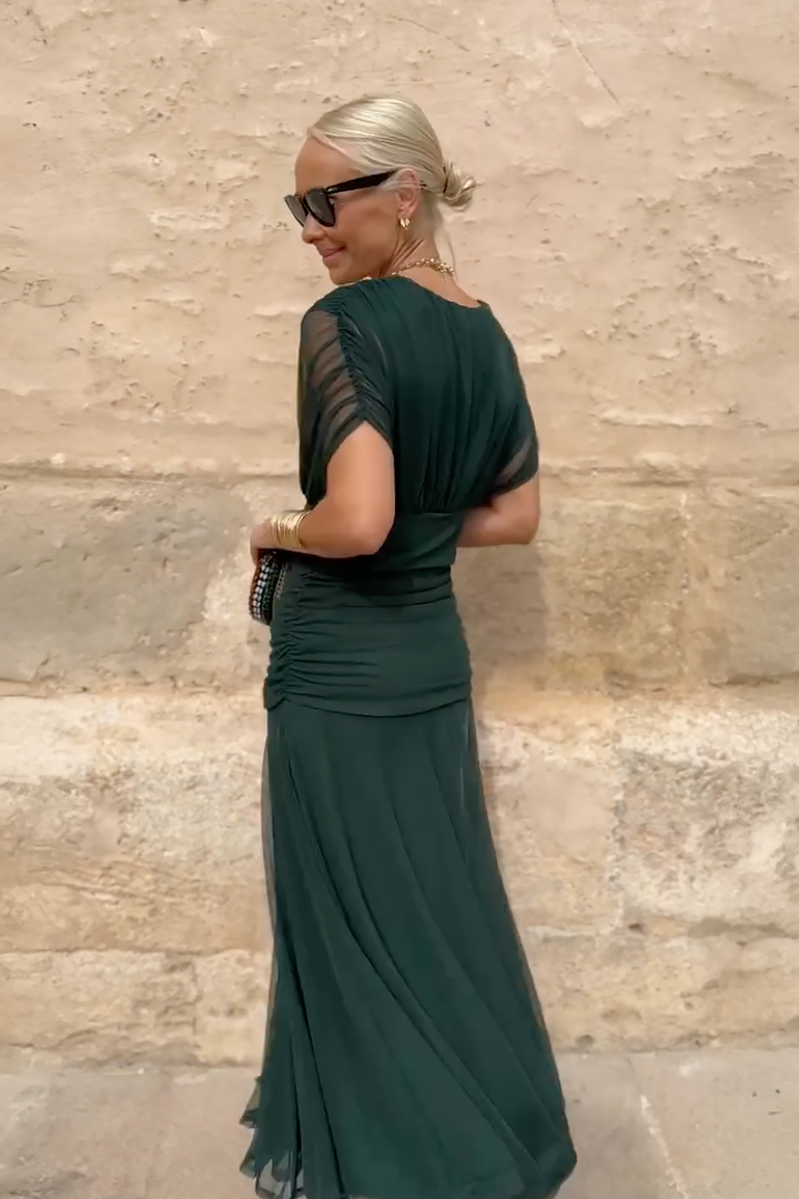 Women's Gradient Pleated Maxi Dress - Elegant Flowing Silhouette product image | Invictora.com