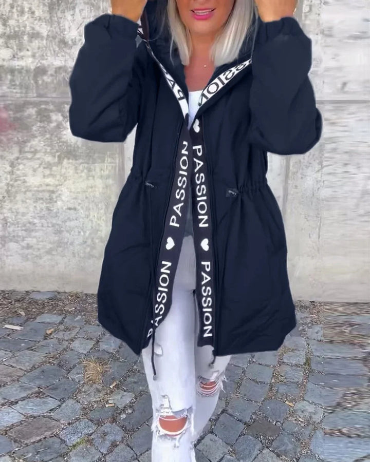 Women's Hooded Drawstring Midi Parka Coat
