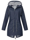 Women's Hooded Drawstring Waterproof Rain Coat