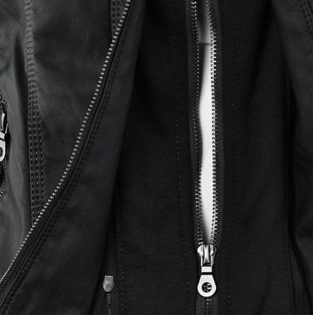 Women's Jacket – Hooded Faux Leather Biker