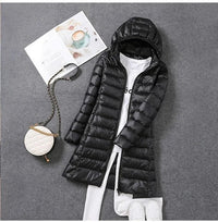 Women's Hooded Long Down Jacket – Full-Length Coverage