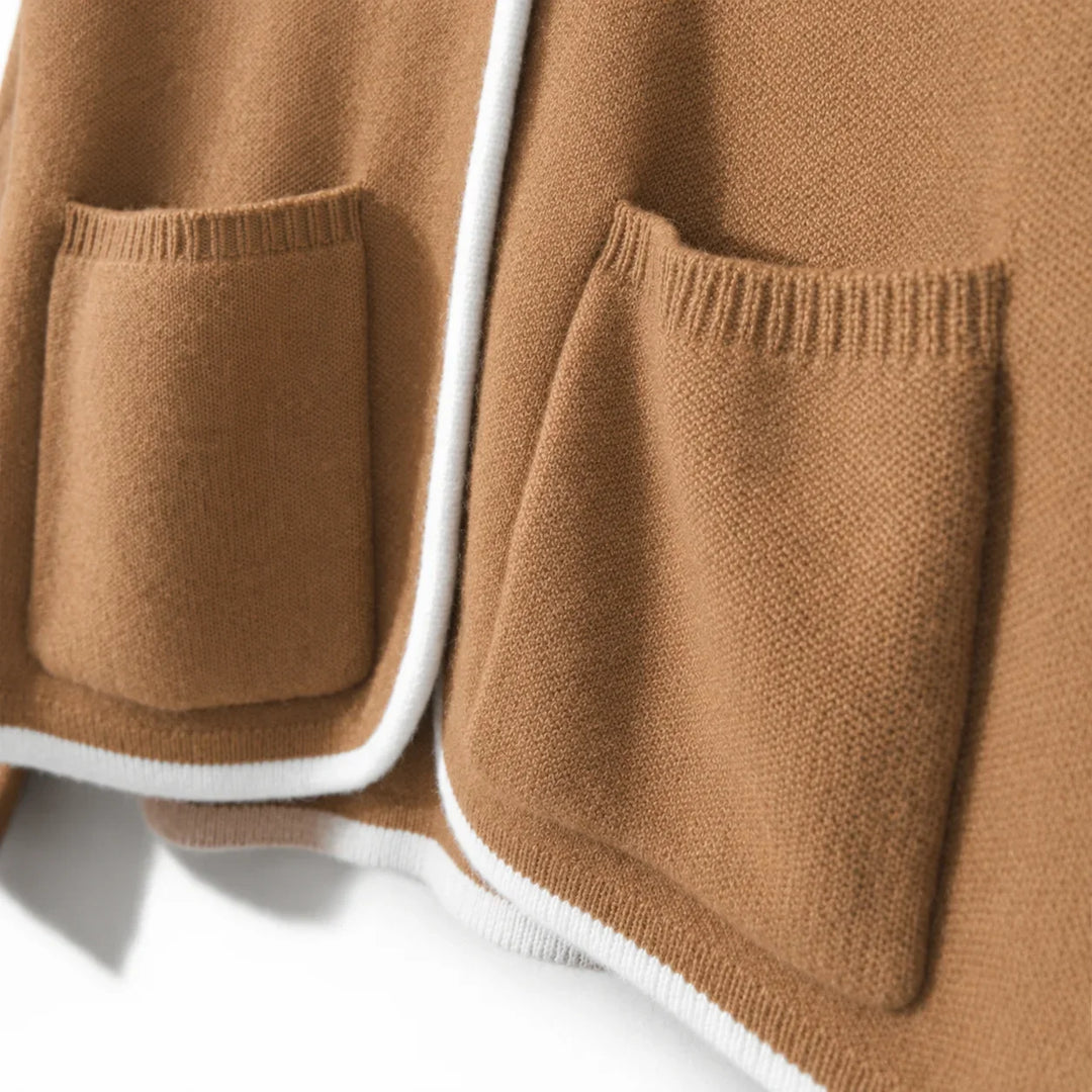 Women's Knit Button-Front Cardigan Sweater – Contrast Trim And Cuff Buttons