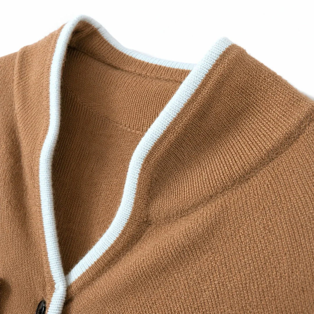 Women's Knit Button-Front Cardigan Sweater – Contrast Trim And Cuff Buttons