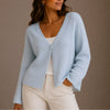 Women's Lightweight V-Neck Button-Up Knit Cardigan