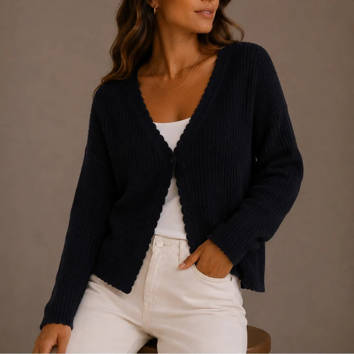 Women's Lightweight V-Neck Button-Up Knit Cardigan