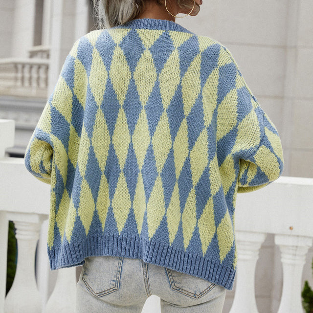 Women's Cardigan – Diamond Knit Button