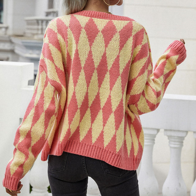 Women's Cardigan – Diamond Knit Button