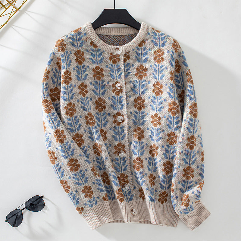 Women's Cardigan – Vintage Floral Knit