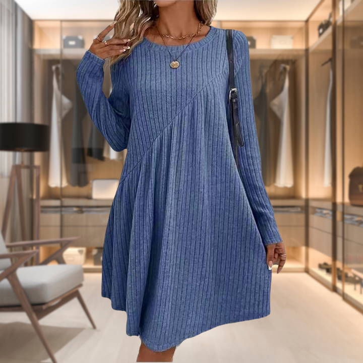 Women's Midi Dress – Ribbed Knit A-Line