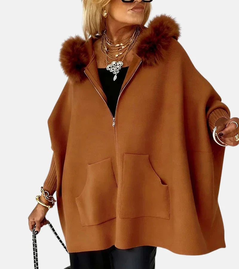 Women's Knit Hooded Cardigan – Full-Zip, Fur-Trim And Patch Pockets