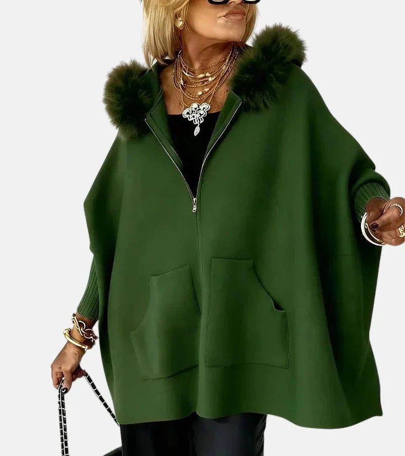 Women's Knit Hooded Cardigan – Full-Zip, Fur-Trim And Patch Pockets