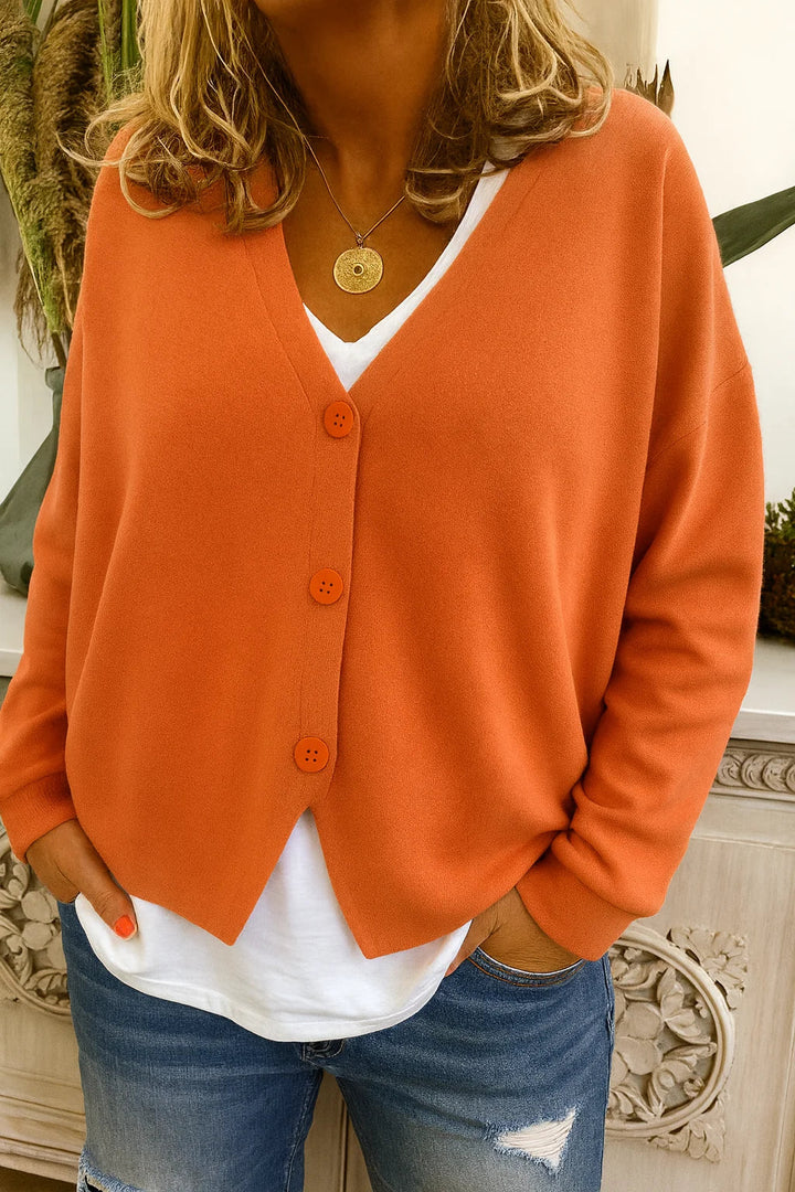 Women's Knit Oversized Cardigan Sweater – V-Neck Long-Sleeve Button-Front